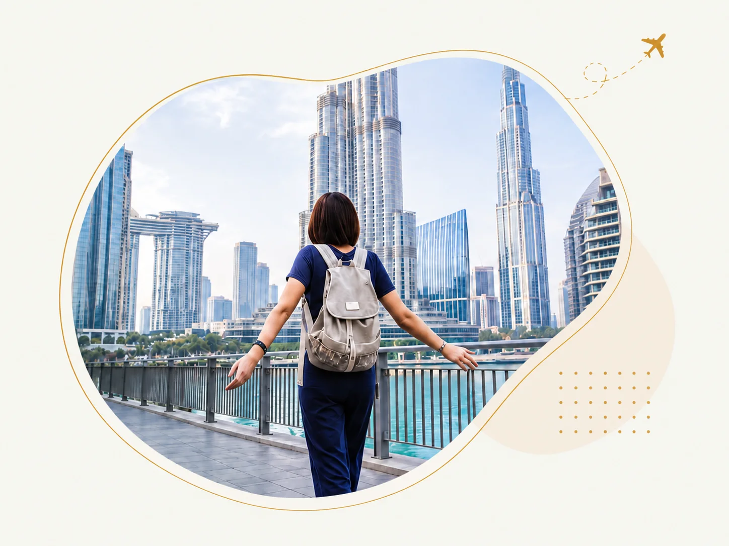 Traveller admiring the Dubai skyline after a smooth visa process