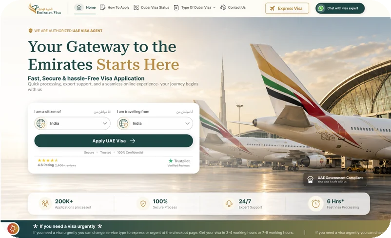 Selecting living and citizenship country on the Emirates Visa application