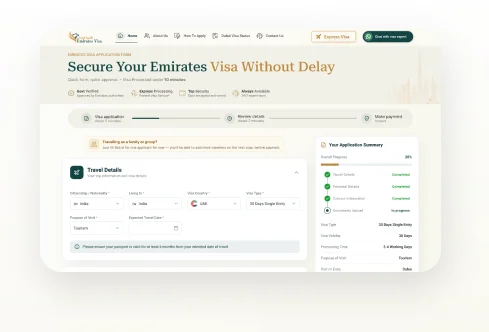 Filling out the Emirates visa application form