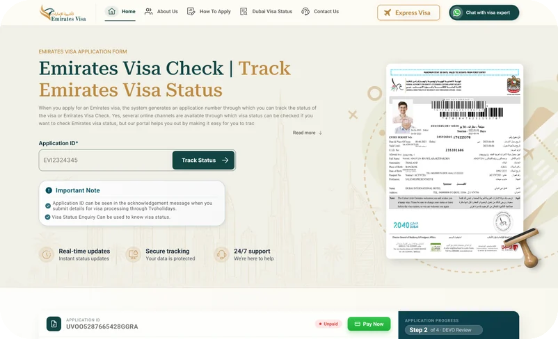 Tracking Emirates visa status and downloading the approved visa